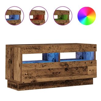 Berkfield Home TV Cabinet with LED Lights Old Wood 80x35x40 cm Engineered Wood | Size: 80 x 35 x 40 cm