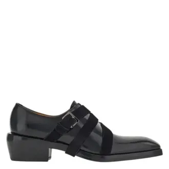 Ferragamo Forest Side Buckle Leather Shoes, Size 6.5