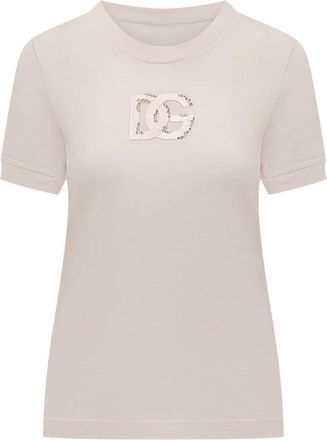 Dolce & Gabbana T-shirt M/corta Giro - Dames - T-shirts - Roze - S - Katoen - Tops