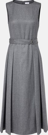 Brunello Cucinelli Abito midi in lana vergine con cintura