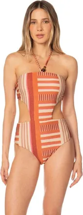 Kibys Sunset Bazaar Stripes Print Rocky Trikini One Piece in Sunset Stripes at Nordstrom, Size Medium