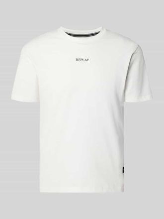 Replay Regular Fit T-Shirt mit Logo-Print in Offwhite, Gr&ouml;&szlig;e XXL