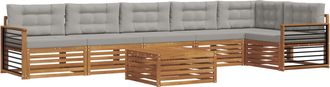 vidaXL Conjunto De Sof&aacute;s De Exterior 7 Uds. Gris Natural Y Claro Vidaxl