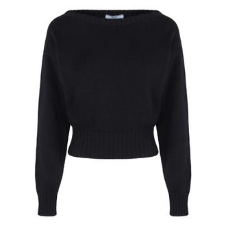 Prada Truien & Vesten, Dames, Zwart, S, Katoen, Katoenen trui met achterlogo detail