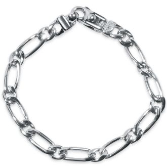 Pompeii3 Mens Single Link Figaro 14k Gold (26gram) or Platinum (36gram) 7.5mm Bracelet 8.5