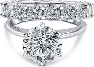 Pompeii3 Certified 7.19Ct Diamond Engagement Eternity Wedding Ring Lab Grown White Gold