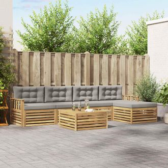 vidaXL Vidaxl Set Di Divani Da Esterno 7 Pz Bianco E Grigio Chiaro Poliestere