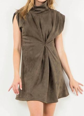 THML Clothing Stormy Suede Dress In Olive