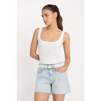 Good American Womens Modal Rib Tank Bodysuit | Chalk, Size Medium | Good American by Khlo&Egrave; Kardashian