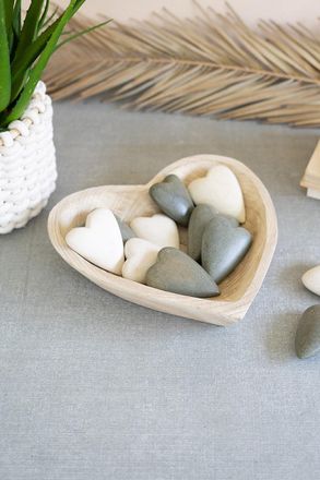 Kalalou Hand Carved Wooden Heart Bowl