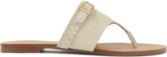 Kazar Reli&euml;flederen platte flipflops - Dames - Slippers - Wit - 37 EU - Schoenen