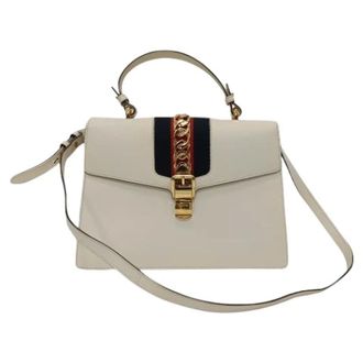 Gucci Pre-owned Handbags, female, White, Size: ONE SIZE Pre-owned Medium Sylvie Top Handle Bag