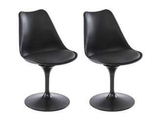VENTE-UNIQUE.COM Set de 2 sillas pl&aacute;stico negro
