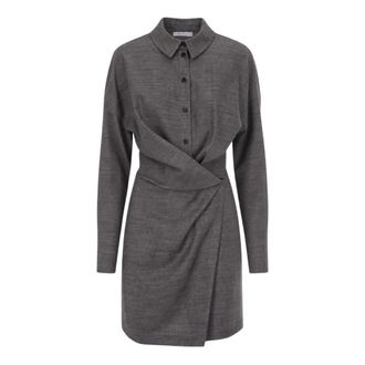 Patrizia Pepe Dames, Jurken, Grijs, Maat: XS Flanel