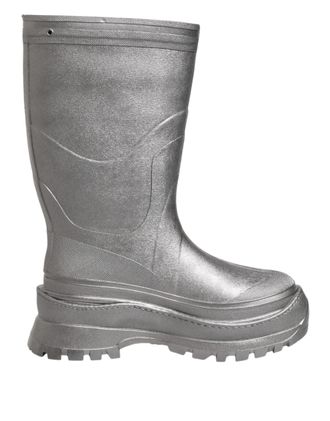 Dolce & Gabbana Metallic Silver Pull On Rain Boots Mens Shoes