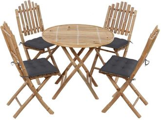 vidaXL Set De Comedor De Jard&iacute;n Plegable 5 Piezas Con Cojines Bamb&uacute; Vidaxl