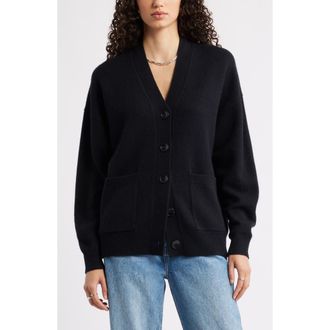 Nordstrom V-Neck Wool & Cashmere Cardigan in Black Rock at Nordstrom Rack, Size X-Small