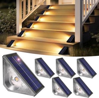 No Brand Luces Solares Para Exteriores, Impermeables, Iluminaci&oacute;n Led Para Escaleras Exteriores, Vallas, Blanco C&aacute;lido, 6 Piezas [clase Energ&eacute;tica A]