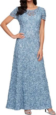 Alex Evenings Womens Soutache Sequin A-Line Dress In Blue