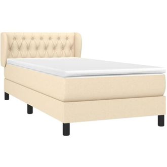 vidaXL Vidaxl - Cama Box Spring Con Colch&oacute;n Tela Color Crema 90x200 Cm