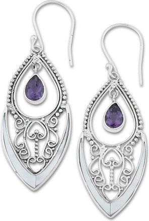 Samuel B. Silver Amethyst & Pearl Earrings