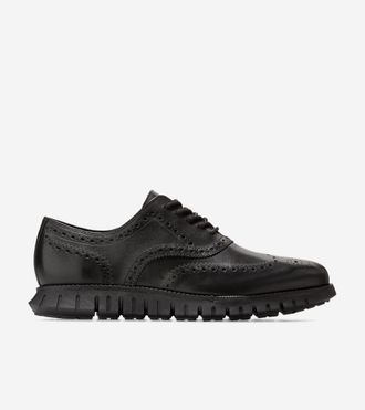 Cole Haan Mens ZER&Oslash;GRAND Remastered Wingtip Oxford Shoes - Black Size 10.5