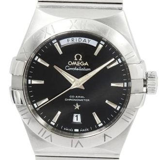 Omega Pre-owned Stainless Steel watches - Heren - Pre-owned - Zwart - Maat: ONE Size
