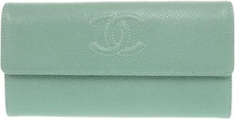 Chanel Pre-owned Wallets, female, Green, Size: ONE SIZE Pre-owned Leather Wallet