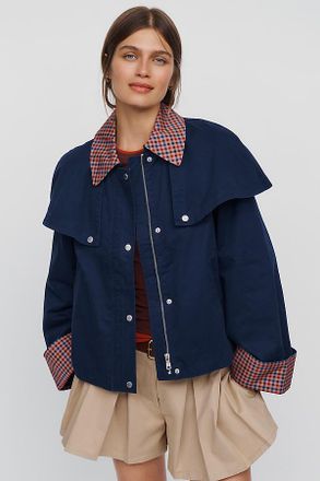 Avec Les Filles Gingham Trim Cape Jacket