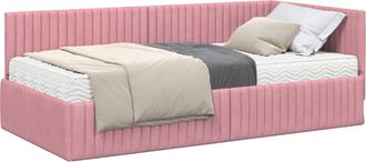 vidaXL Estructura De Cama Esquina Con Colch&oacute;n 2 Uds. Rosa 90 X 200 Cm Vidaxl