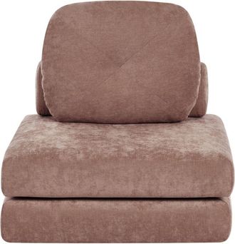 Beliani Sof&aacute; Cama Moderno Minimalista De Tela De 1 Plaza Puf Cama Individual Con Coj&iacute;n Marr&oacute;n Olden