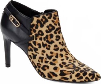 Cole Haan Leopard Print Black Leather Calfhair Ankle Boots In Multicolor