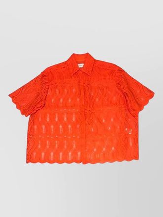 Raquel Diniz lace shirt short sleeves scalloped hem collar