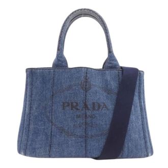 Prada Pre-owned Tote Bags, female, Blue, Size: ONE SIZE Pre-owned Vintage Denim Tote Bag