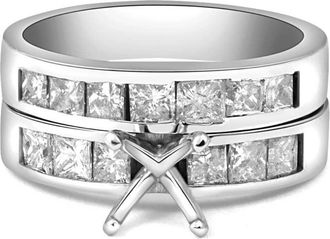 Pompeii3 1 3/4ct Princess Cut Diamond Engagement Ring Setting 14K Size Selectable