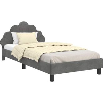 vidaXL Childrens Bed Frame with Headboard Dark Grey 90 x 190 cm vidaXL