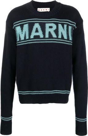 Marni logo-intarsia cotton jumper - men - Cotton - 48 - Blue