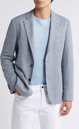 BOSS Hanry Houndstooth Linen & Cotton Blend Sport Coat in Bt Bu at Nordstrom Rack, Size 40 R