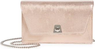 Akris Anouk Lizard Embossed Wallet on a Chain in Pale Rose Metallic at Nordstrom