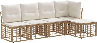 vidaXL Conjunto De Sof&aacute;s De Exterior Natural Poli&eacute;ster Vidaxl