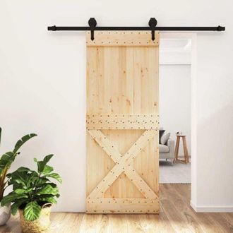 vidaXL Vidaxl - Puerta Corredera Con Herrajes Madera Maciza De Pino 85x210 Cm