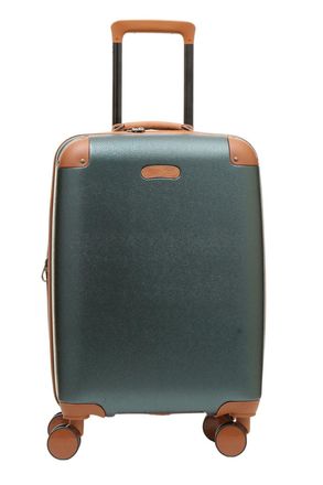 Infinity Leather Unisex Hard Shell Classic Suitcase Cabin Luggage - Green - Size Small