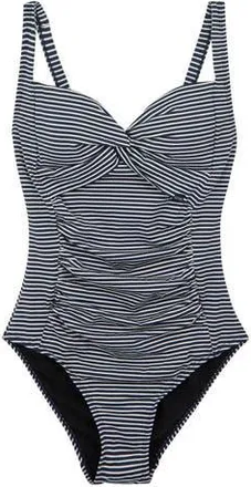 Regatta Sakari Seeksucker Tummy Control One Piece Bathing Suit in Navy And White at Nordstrom, Size 22