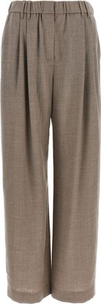 Brunello Cucinelli White Virgin Wool Casual Womens Pants