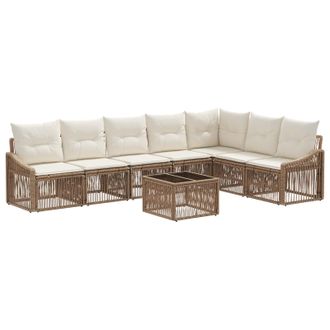 vidaXL Conjunto De Sof&aacute;s De Jard&iacute;n 8 Pcs Beige Rat&aacute;n Sint&eacute;tico Vidaxl