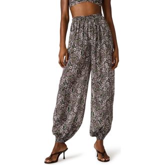 Steve Madden Livy Print Balloon Pants in Black/Forest Green at Nordstrom, Size X-Small