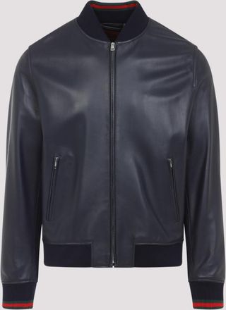 Gucci Navy Blue Leather Jacket