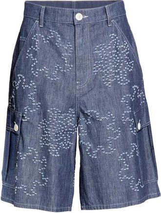 Marni geborduurde denim shorts