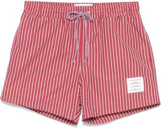 Thom Browne Costume da bagno gessato - Rosso