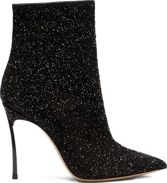 Casadei 100mm Universe glitter-embellished pointed-toe boots - women - Calf Leather/Suede/Calf Leather - 36 1/2 - Black